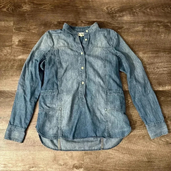Madewell chambray Denim Downshift Popover shirt size XS - Picture 1 of 7